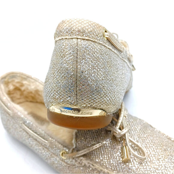 Michael Kors Sutton Shearling Moccasin Slippers – Champagne Mesh - Chalet Chic - Picture 10 of 16